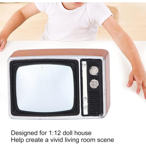 TV in Miniatura Retrò 1:12 per Casa delle Bambole - Legno Composito Robusto e Realistico