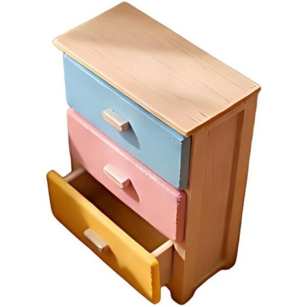 Cassettiera in miniatura 1:12 per casa delle bambole, design colorato e dettagli realistici
