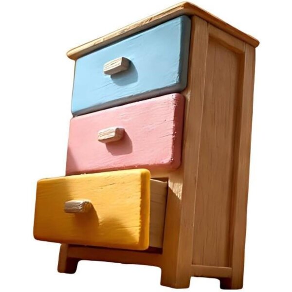 1:12 Puppenhaus-Miniaturkommode, farbenfrohes Design und realistische Details