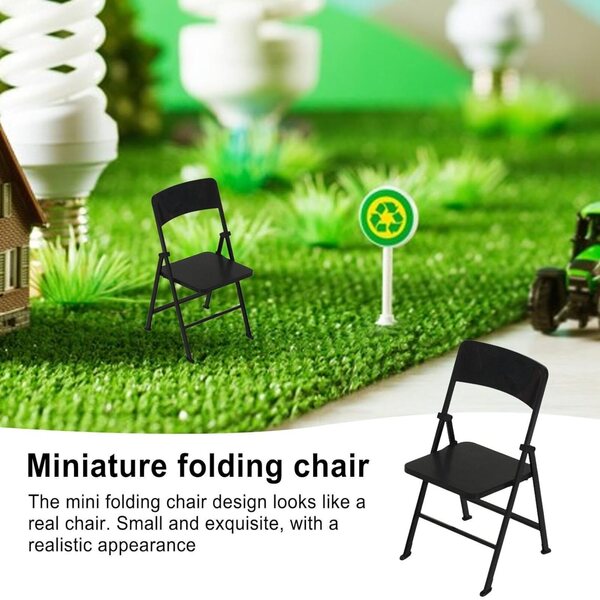 Mini 1/6 PVC-Klappstuhl für Puppenhaus, Telefonständer und realistische Dekoration