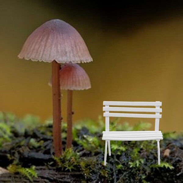 Set 2 Panchine Miniatura in Ferro Bianco per Casa delle Bambole e Decorazioni Creative