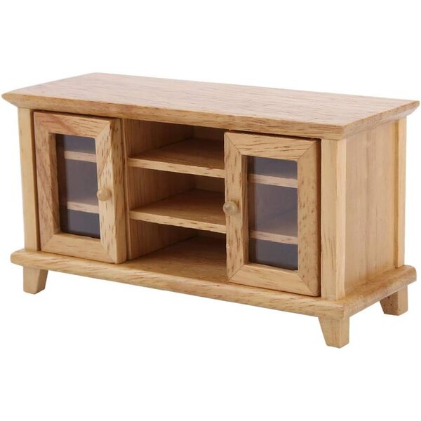 TV-Schrank aus Holz im Maßstab 1:12 für Puppenhaus, dekorative Miniatur, Braun