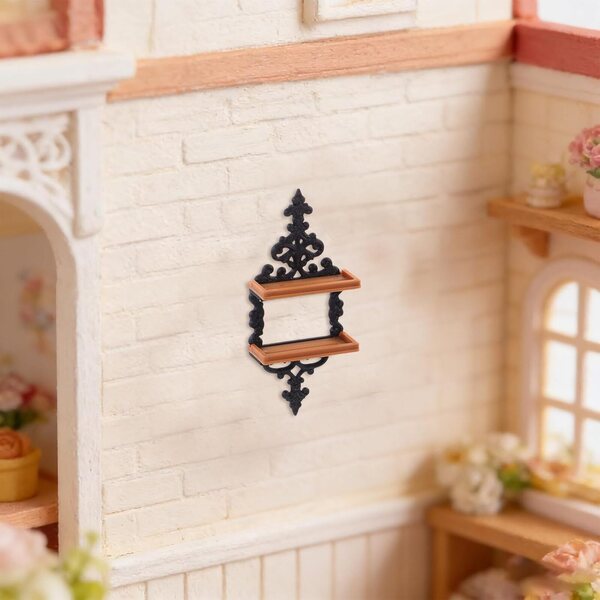 ERINGOGO 4 mensole miniatura per casa delle bambole, scaffali vintage a muro in kaki
