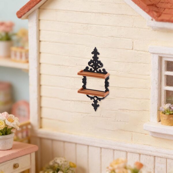 ERINGOGO 4 mensole miniatura per casa delle bambole, scaffali vintage a muro in kaki