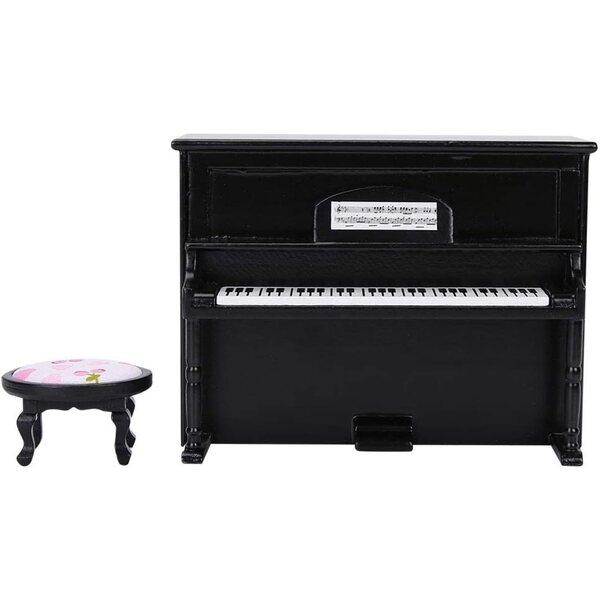 Naroote Mini-Puppenhauszubehör aus rosa-weißem Holz mit robustem Hocker