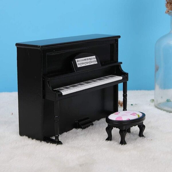 Naroote Mini-Puppenhauszubehör aus rosa-weißem Holz mit robustem Hocker