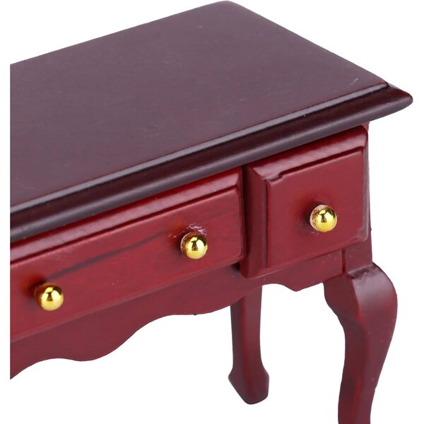 Mini Tavolo in Legno per Casa delle Bambole 3 Cassetti Design Floreale Retrò Scala 1/12