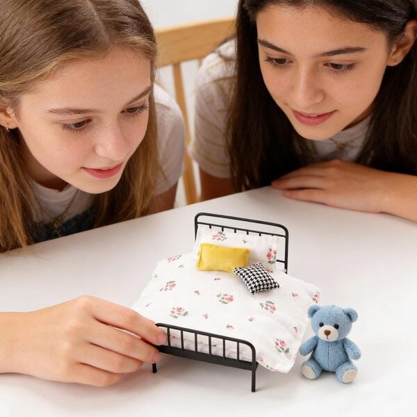 1:12 Miniatur-Matratze mit gestepptem Bettbezug-Set für Puppenhaus