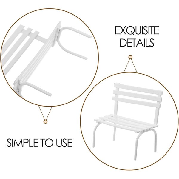 KICHOUSE Miniature Tavolo e Panchine da Giardino in Ferro per Casa delle Bambole