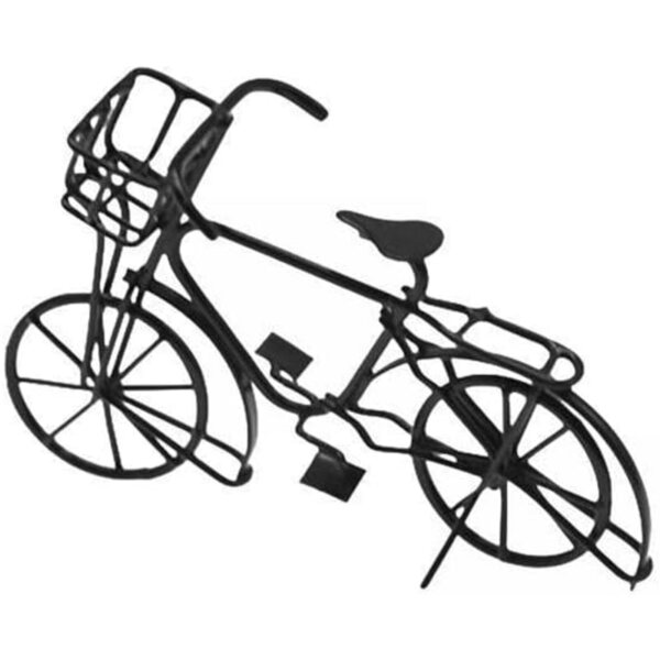 2X Bici in Metallo per Casa delle Bambole 1:12 con Cestino Nero - Decorazione Miniatura