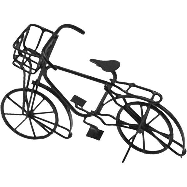 2X Metallfahrrad für Puppenhaus 1:12 mit schwarzem Korb - Miniaturdekoration