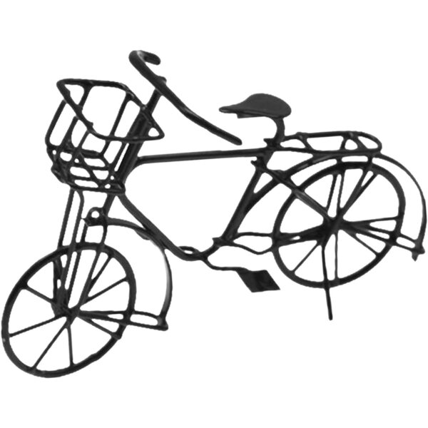 2X Metallfahrrad für Puppenhaus 1:12 mit schwarzem Korb - Miniaturdekoration
