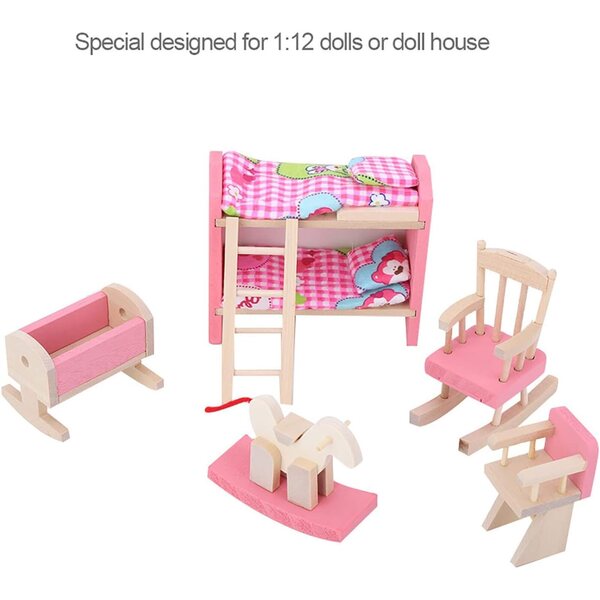 Holzmöbelset für 1:12 Puppenhaus – Komplettes und realistisches Zubehör