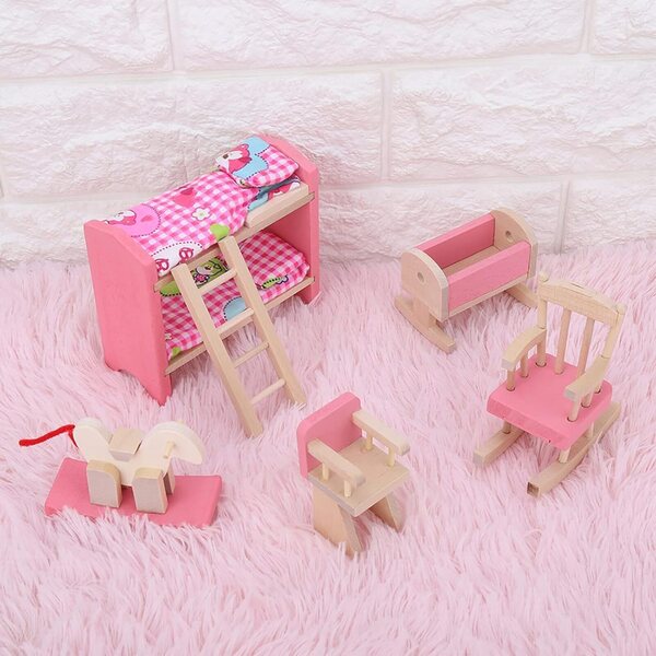 Holzmöbelset für 1:12 Puppenhaus – Komplettes und realistisches Zubehör