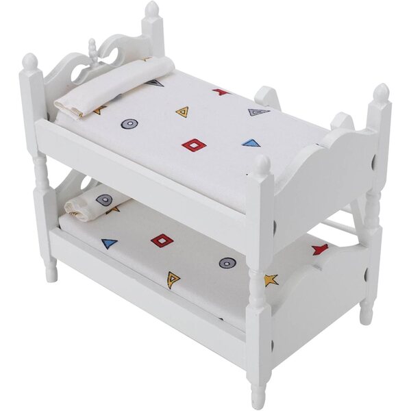 Tnfeeon 1:12 Miniatur-Etagenbett aus Holz mit Funktionsmaßstab für Puppenhaus
