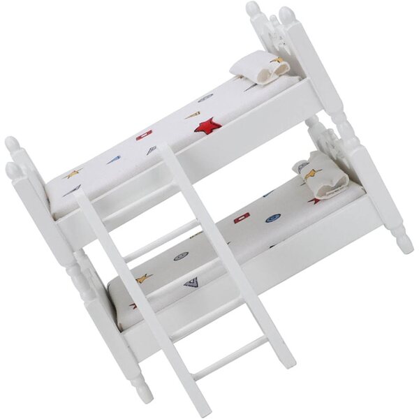 Tnfeeon 1:12 Miniatur-Etagenbett aus Holz mit Funktionsmaßstab für Puppenhaus