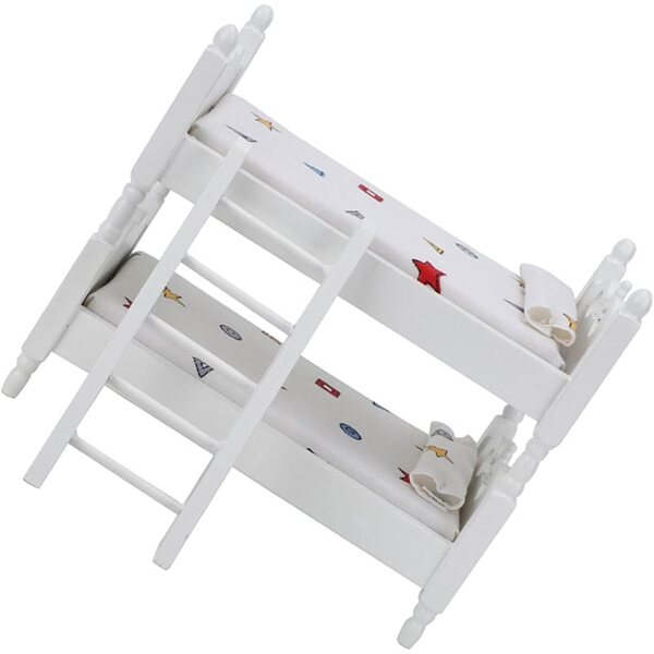 Tnfeeon 1:12 Miniatur-Etagenbett aus Holz mit Funktionsmaßstab für Puppenhaus