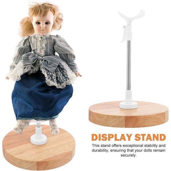 Toyvian Verstellbarer Puppenständer aus Holz, stabile Basis und elegantes Design