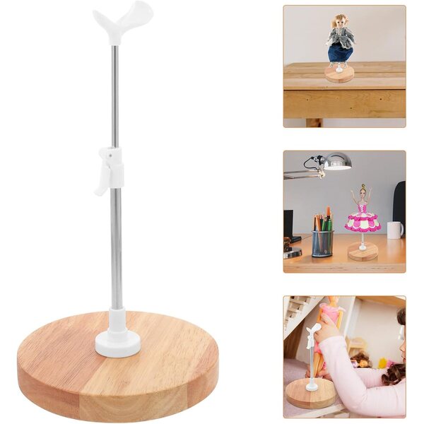 Toyvian Verstellbarer Puppenständer aus Holz, stabile Basis und elegantes Design