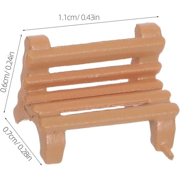 Yardenfun 4 Mini Panchine da Parco in scala 1:200 per Case delle Bambole e Diorami