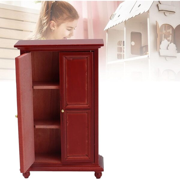 Armadio Casa delle Bambole in Legno Betulla Rossa, Scala 1:12, Mini Mobili Retrò