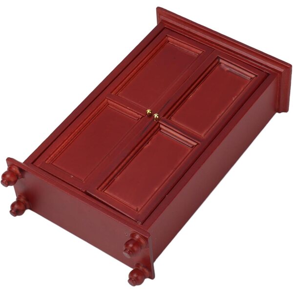 Armadio Casa delle Bambole in Legno Betulla Rossa, Scala 1:12, Mini Mobili Retrò