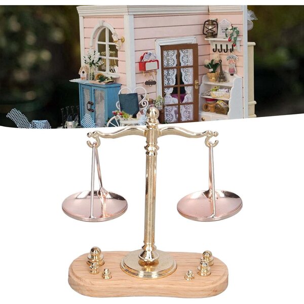 Mini bilancia per casa delle bambole 1:12 in stile retrò con accessori dettagliati