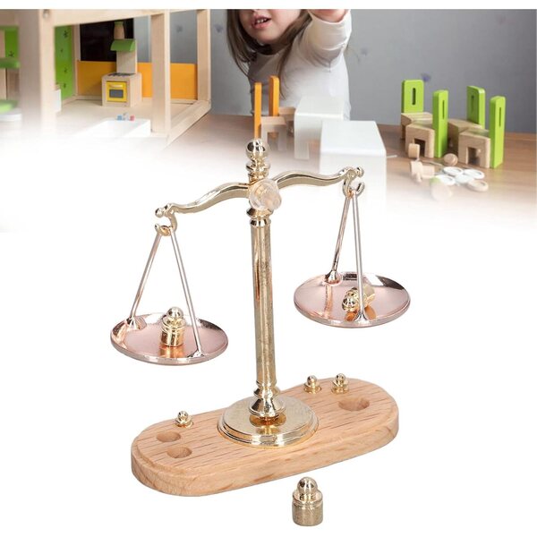 Mini bilancia per casa delle bambole 1:12 in stile retrò con accessori dettagliati