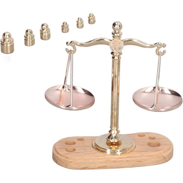 Mini bilancia per casa delle bambole 1:12 in stile retrò con accessori dettagliati