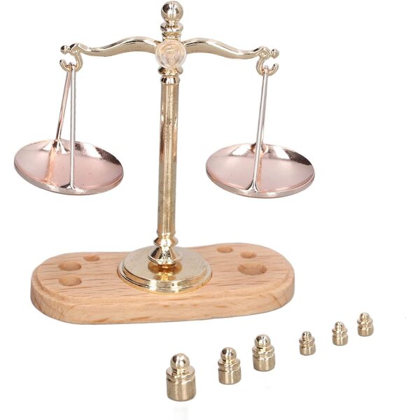 Mini bilancia per casa delle bambole 1:12 in stile retrò con accessori dettagliati