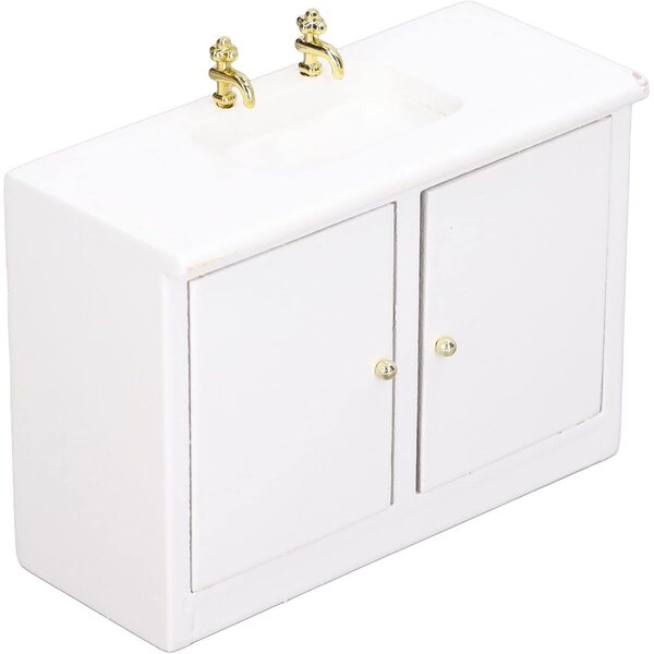 Mini Mobile Lavabo 1:12 in Betulla, Decorazione Elegante per Casa delle Bambole