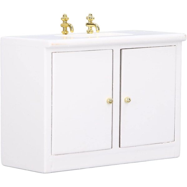 Mini Mobile Lavabo 1:12 in Betulla, Decorazione Elegante per Casa delle Bambole