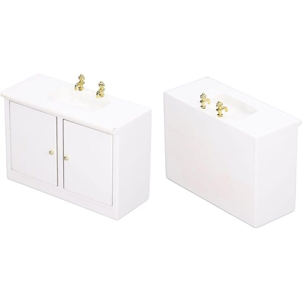 Mini Mobile Lavabo 1:12 in Betulla, Decorazione Elegante per Casa delle Bambole