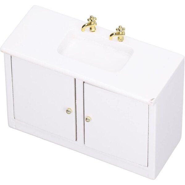 Mini Mobile Lavabo 1:12 in Betulla, Decorazione Elegante per Casa delle Bambole