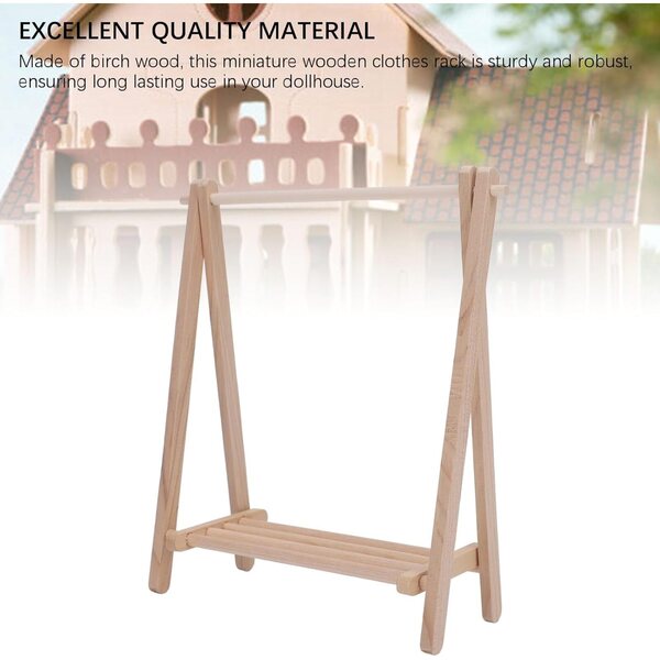 Appendiabiti in legno 1:12 per casa delle bambole, design salvaspazio e robusto