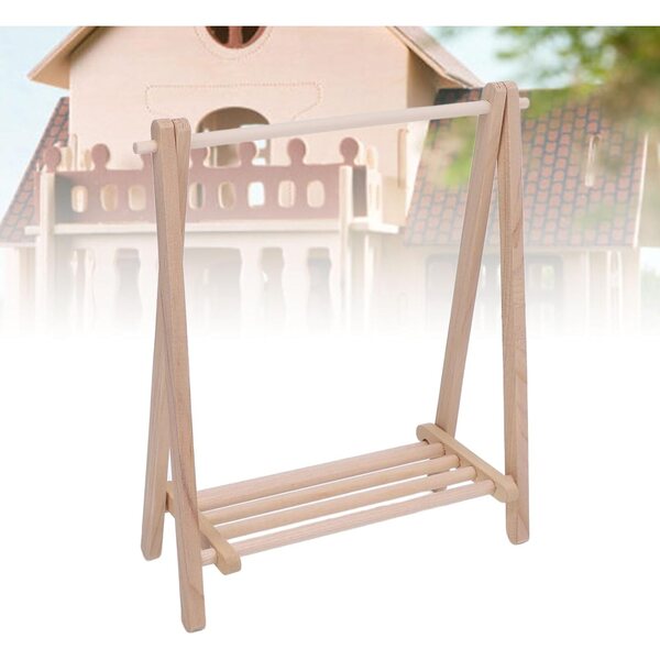 Appendiabiti in legno 1:12 per casa delle bambole, design salvaspazio e robusto