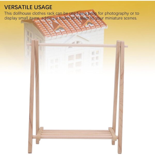 Appendiabiti in legno 1:12 per casa delle bambole, design salvaspazio e robusto
