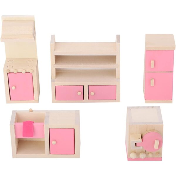 Holzmöbelset für Puppenhaus 1:12 – Komplette und detaillierte Küche