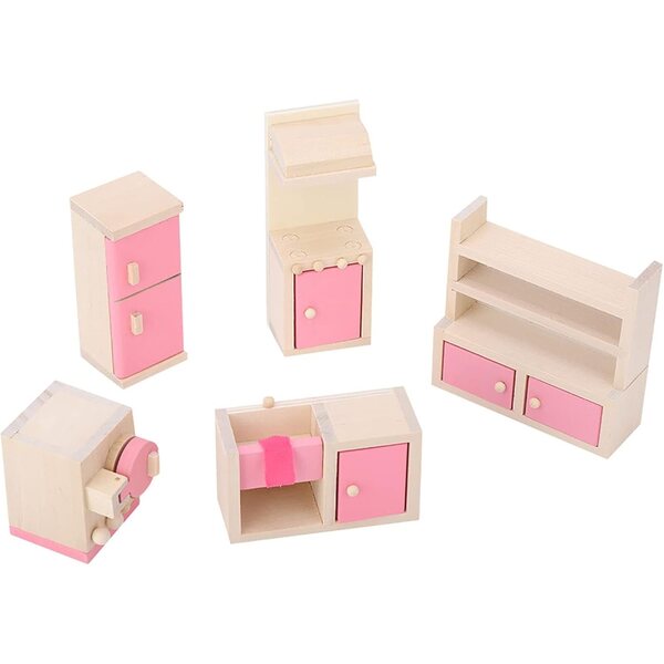 Holzmöbelset für Puppenhaus 1:12 – Komplette und detaillierte Küche