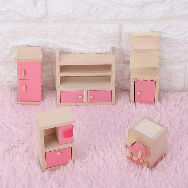 Holzmöbelset für Puppenhaus 1:12 – Komplette und detaillierte Küche