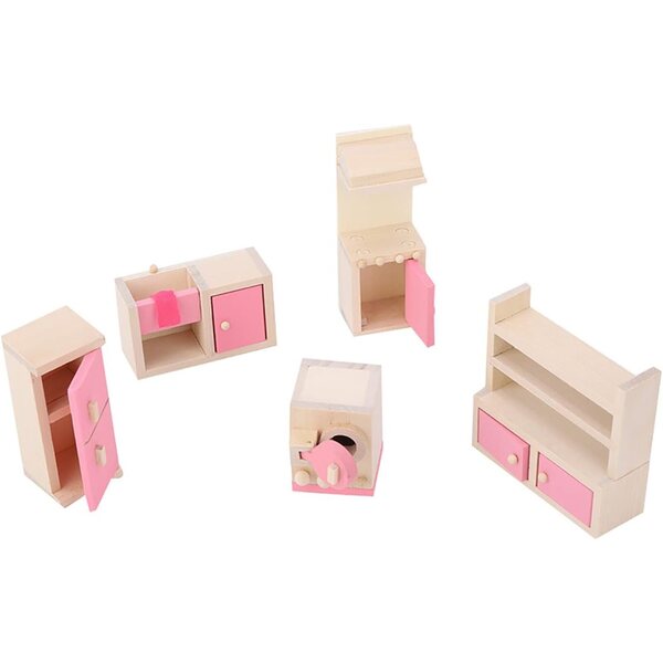 Holzmöbelset für Puppenhaus 1:12 – Komplette und detaillierte Küche
