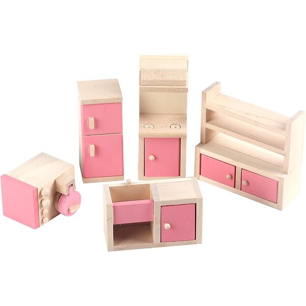 Holzmöbelset für Puppenhaus 1:12 – Komplette und detaillierte Küche