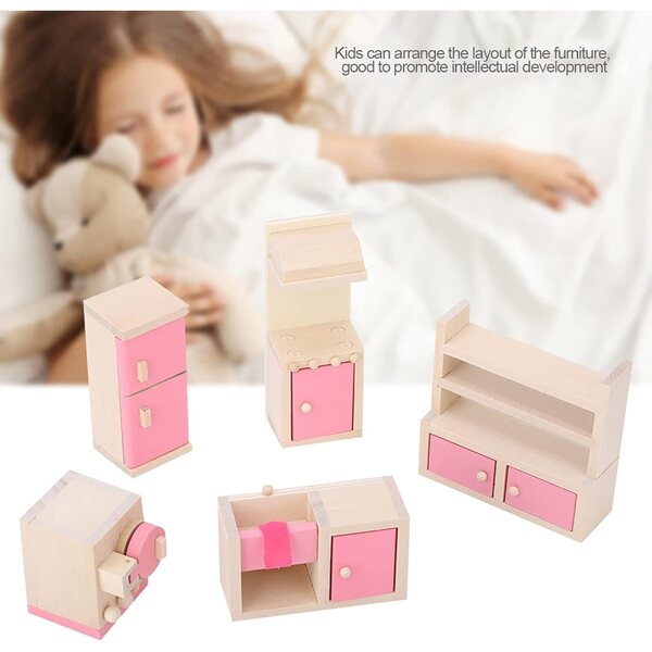 Holzmöbelset für Puppenhaus 1:12 – Komplette und detaillierte Küche