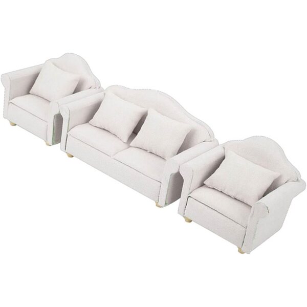 Naroote Puppenhaus-Sofa-Set 1:12 aus Holz und ungiftigem Stoff