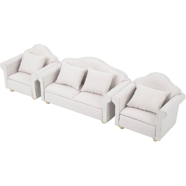Naroote Puppenhaus-Sofa-Set 1:12 aus Holz und ungiftigem Stoff