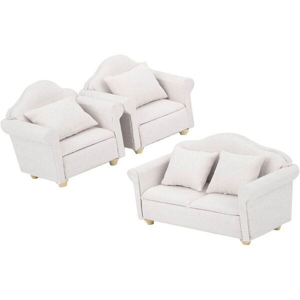 Naroote Puppenhaus-Sofa-Set 1:12 aus Holz und ungiftigem Stoff