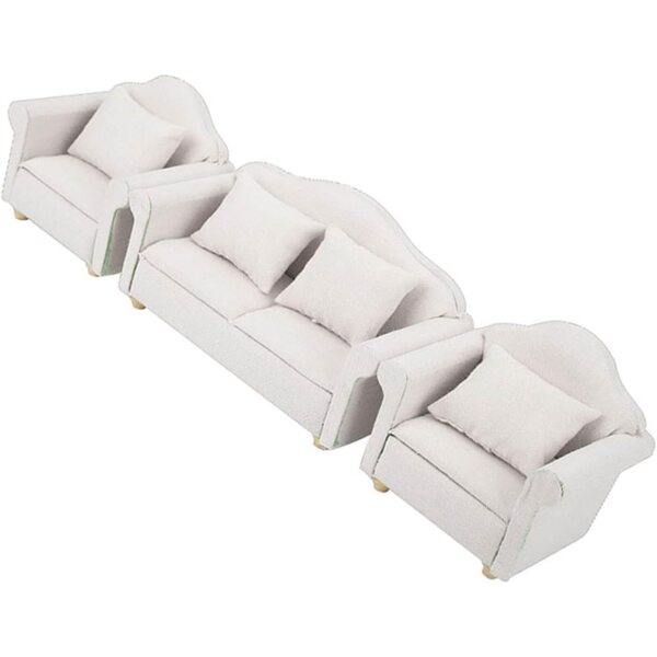 Naroote Puppenhaus-Sofa-Set 1:12 aus Holz und ungiftigem Stoff