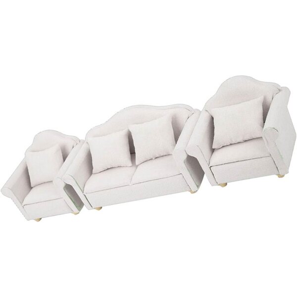 Naroote Puppenhaus-Sofa-Set 1:12 aus Holz und ungiftigem Stoff