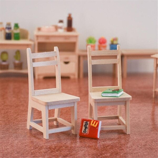 Sedia in miniatura 1:12 per casa delle bambole in legno, accessorio decorativo Uterui