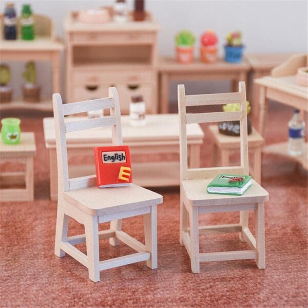 Sedia in miniatura 1:12 per casa delle bambole in legno, accessorio decorativo Uterui